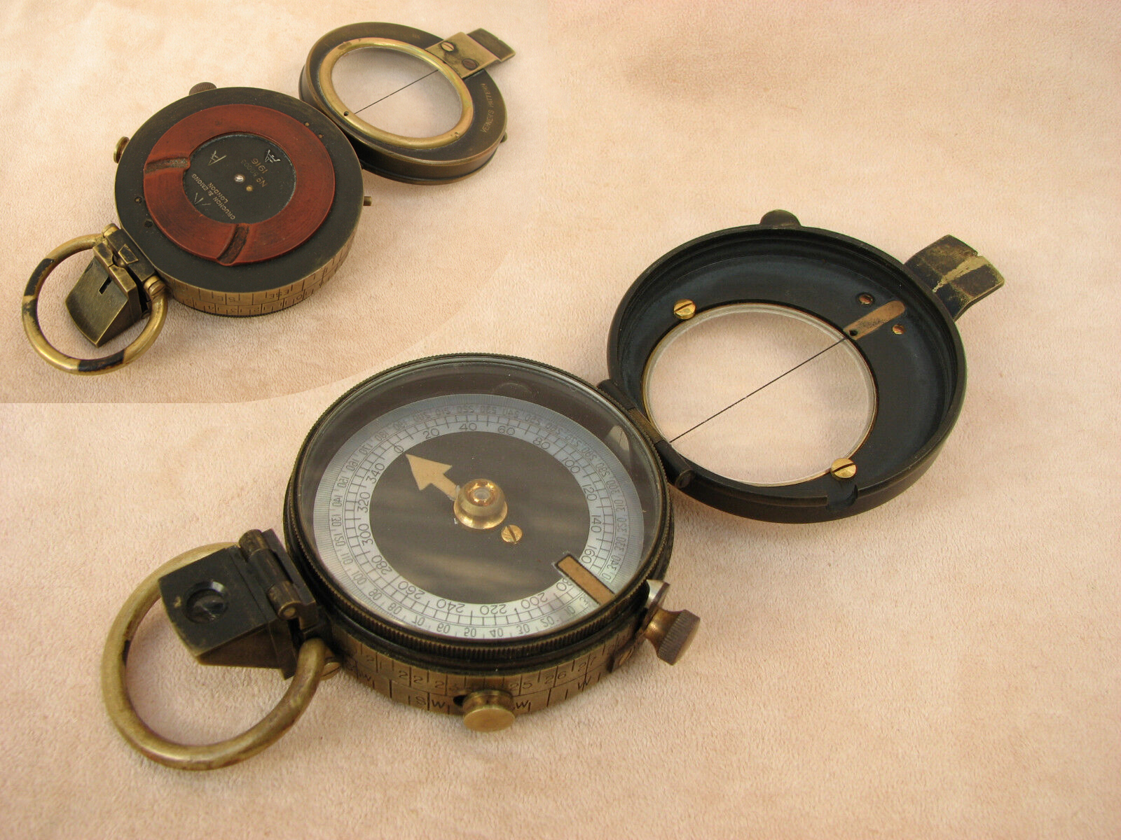 1916 Cruchon & Emons WW1 British Army Verners MK VII pocket compass with case